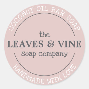 Pegatina Redonda Hecho a Mano con Amor Rosa