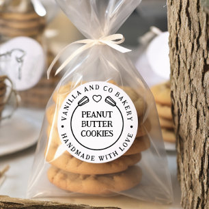 Pegatina Redonda Hecho a Mano con Amor Whisk Heart Bakery Negocio