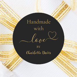 Pegatina Redonda Hecho a mano con el nombre de oro negro del amor