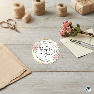 Pegatina Redonda Hecho a mano con el nombre del corazón del amor Gr