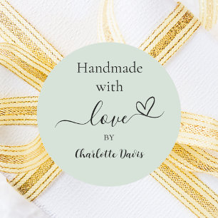 Pegatina Redonda Hecho a mano con el nombre verde del sabio del amo