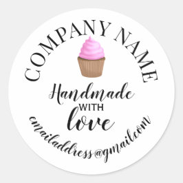 Pegatina Redonda Hecho a mano con el pastel de nombres de compañía 