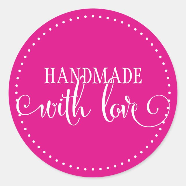 Pegatina Redonda HECHO A MANO CON LOVE SEAL moderno y elegante guió (Anverso)
