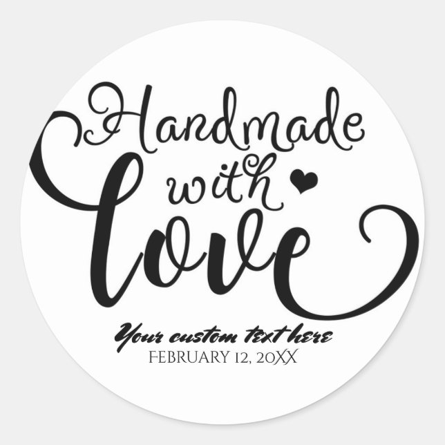 Pegatina Redonda Hecho a mano con Moda de amor Personalizado blanco (Anverso)