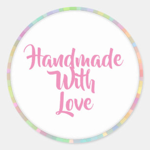 Pegatina Redonda Hecho a mano con Pegatinas de amor