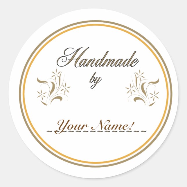 Pegatina Redonda Hecho a mano por... (Anverso)