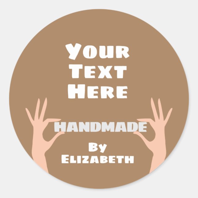 Pegatina Redonda Hecho a mano por usted (Anverso)