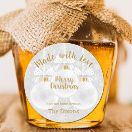 Pegatina Redonda Hecho con amor Comida de adornos navideños caseros