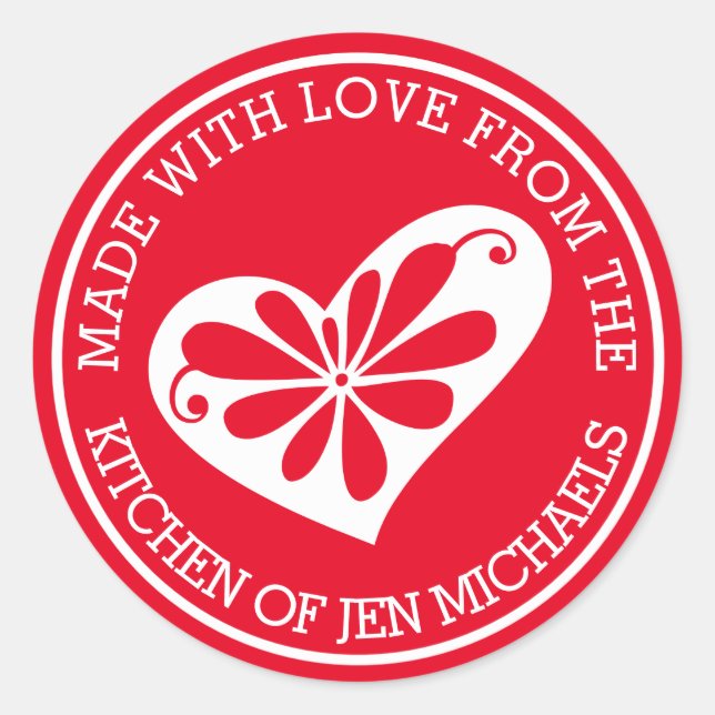 Pegatina Redonda Hecho con amor desde (Anverso)