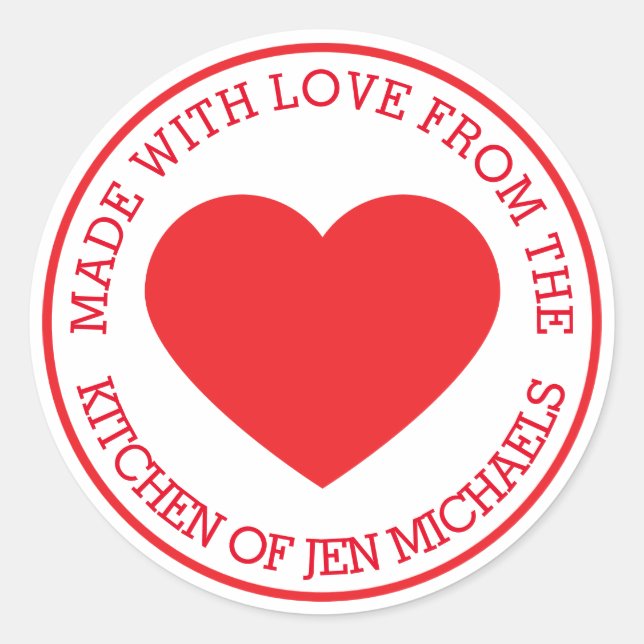 Pegatina Redonda Hecho con amor desde (Anverso)