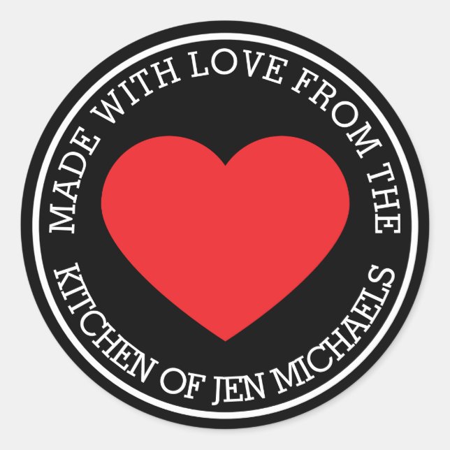 Pegatina Redonda Hecho con amor desde (Anverso)