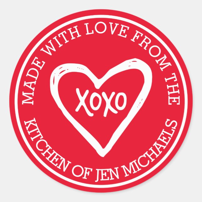 Pegatina Redonda Hecho con amor desde (Anverso)