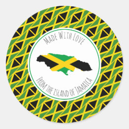 Pegatina Redonda Hecho con amor desde la BANDERA JAMAICA