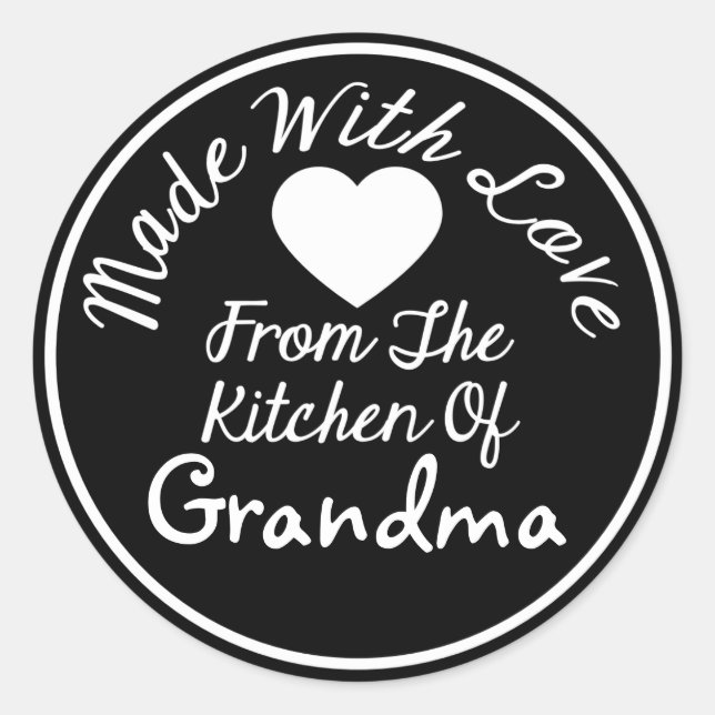 Pegatina Redonda Hecho con amor desde la cocina de (Anverso)