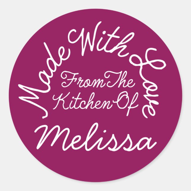 Pegatina Redonda Hecho con amor desde la cocina de (Anverso)