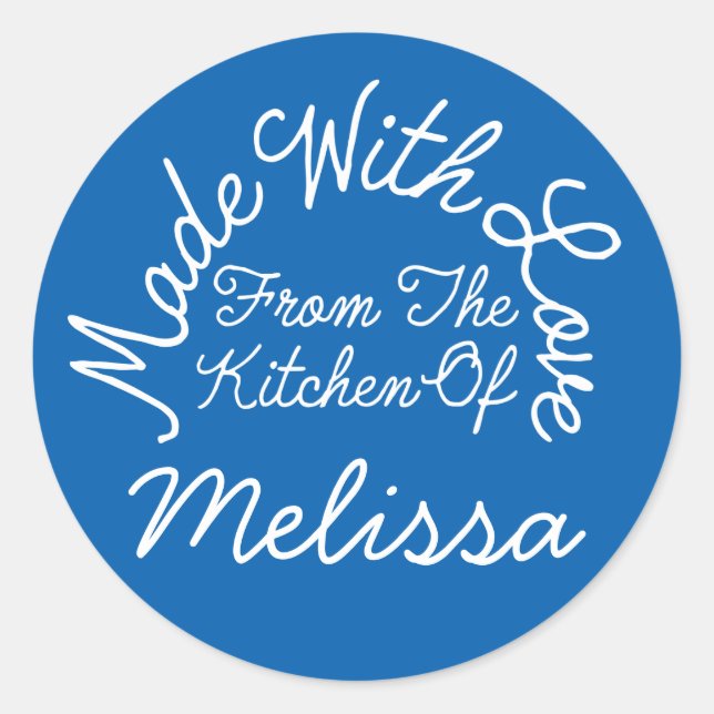 Pegatina Redonda Hecho con amor desde la cocina de (Anverso)