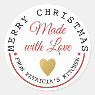 Pegatina Redonda Hecho con amor Feliz Navidad Cookies