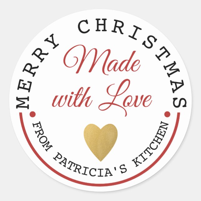 Pegatina Redonda Hecho con amor Feliz Navidad Cookies (Anverso)