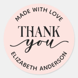 Pegatina Redonda Hecho con amor Gracias Pequeña Empresa