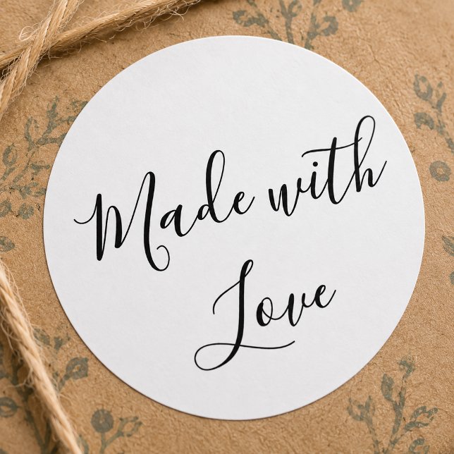 Pegatina Redonda Hecho con Amor Hecho a Mano (Made with Love Sticker)