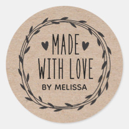 Pegatina Redonda Hecho con amor Kraft
