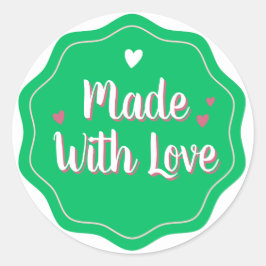 Pegatina Redonda Hecho con Amor | Personalizado Minimalista simple 