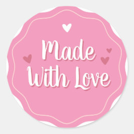 Pegatina Redonda Hecho con Amor | Personalizado Minimalista simple 
