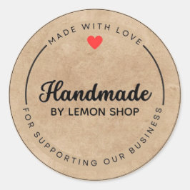 Pegatina Redonda Hecho con amor Personalizar Craft Circle