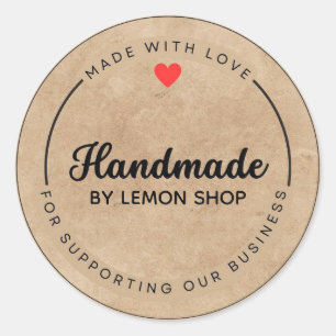 Pegatina Redonda Hecho con amor Personalizar Craft Circle