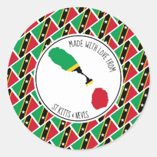 Pegatina Redonda Hecho con amor por ST KITTS NEVIS FLAG Kittitian