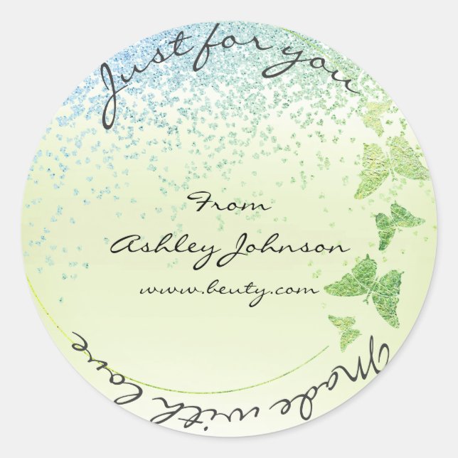 Pegatina Redonda Hecho Con Amor Por Usted Nombre Mariposa Groenland (Anverso)