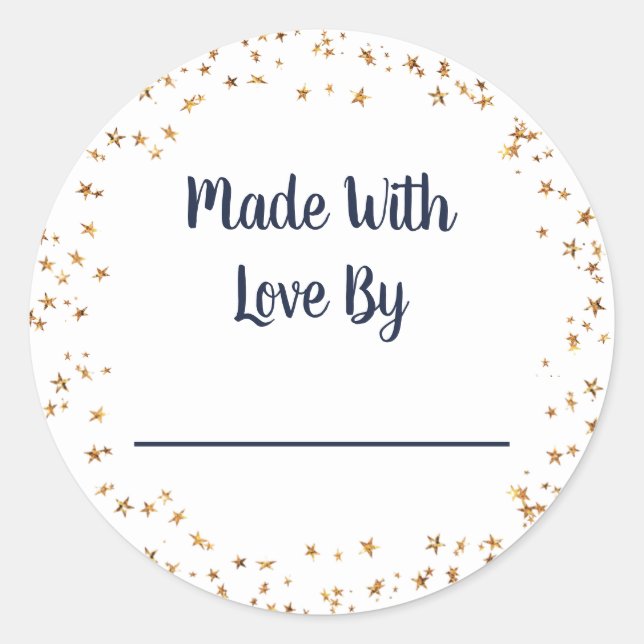 Pegatina Redonda Hecho con amor Starry (Anverso)