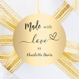 Pegatina Redonda Hecho con el nombre de oro del amor