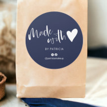 Hecho con escritura de amor azul marino minimalist