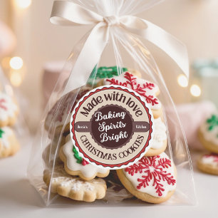 Pegatina Redonda Hecho con Espíritu de Panadería Brillante Navidad