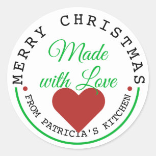 Pegatina Redonda Hecho con Felices Navidad del amor