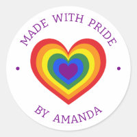 Hecho con orgullo LGBTQ Rainbow Heart Nombre perso