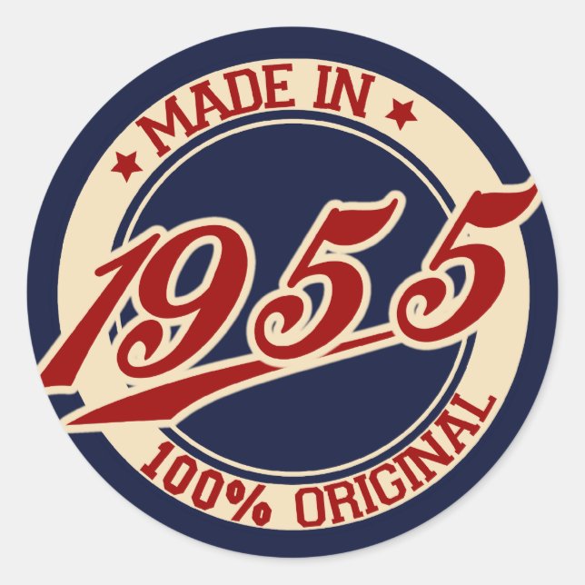 Pegatina Redonda Hecho En 1955 (Anverso)
