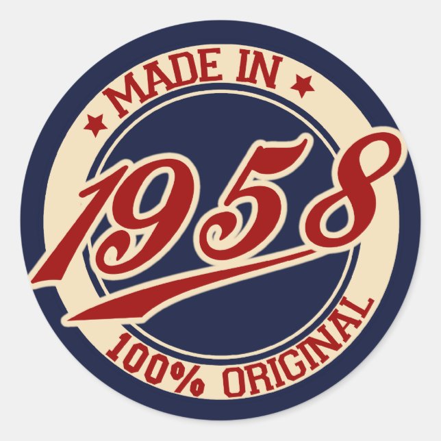 Pegatina Redonda Hecho En 1958 (Anverso)