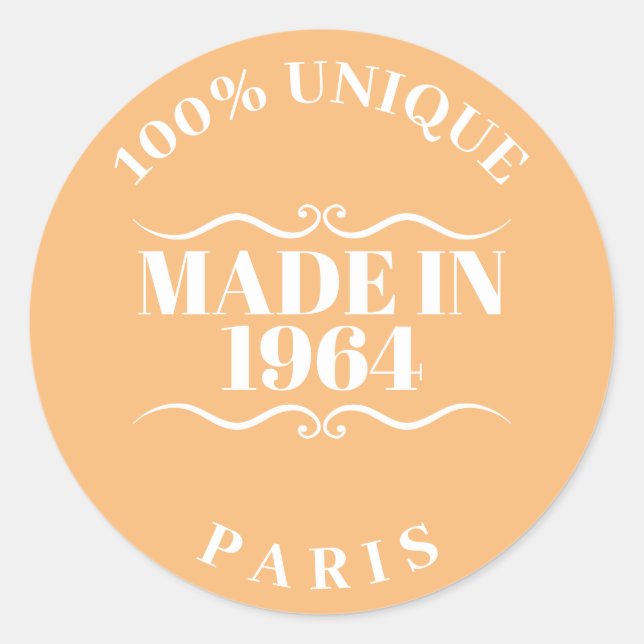 Pegatina Redonda Hecho en 1964 (Anverso)