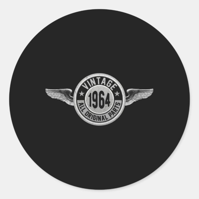 Pegatina Redonda Hecho En 1964 Original (Anverso)