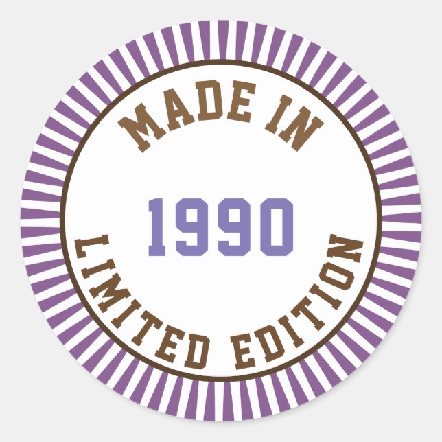 Pegatina Redonda Hecho en 1990 (Anverso)