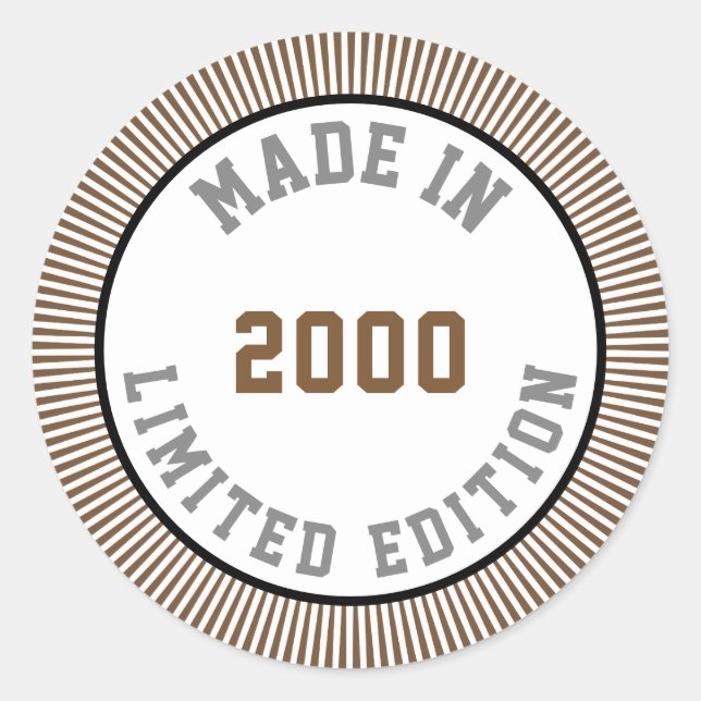 Pegatina Redonda Hecho en 2000 (Anverso)