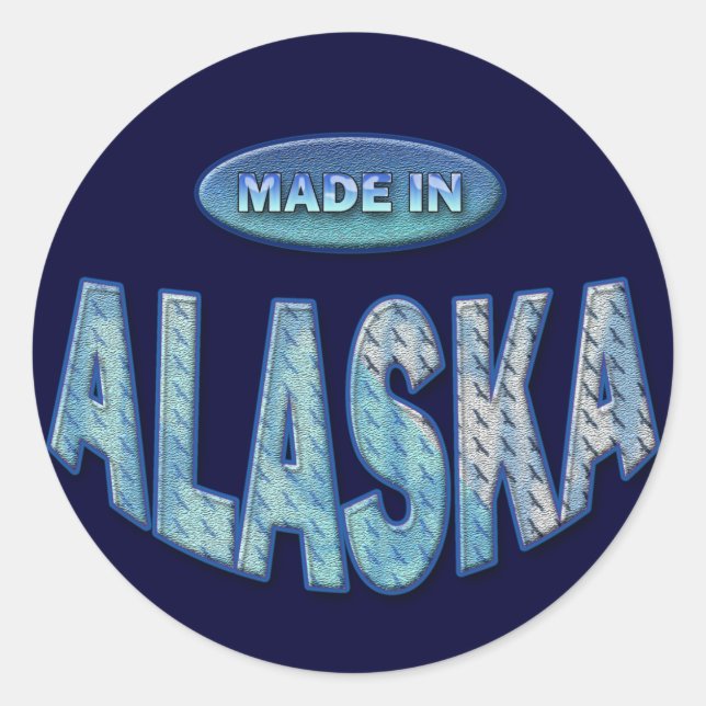 PEGATINA REDONDA HECHO EN ALASKA (Anverso)