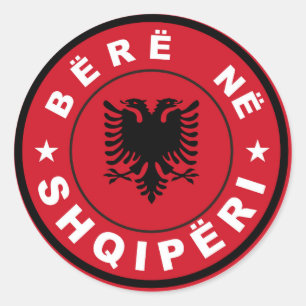 Pegatina Redonda hecho en albania marca country label bere shqiperi