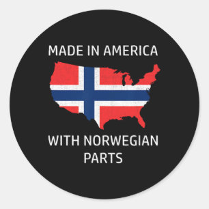 Pegatina Redonda Hecho En América Con Partes Noruegas - Noruega Y