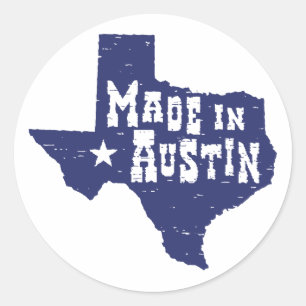 Pegatina Redonda Hecho en Austin