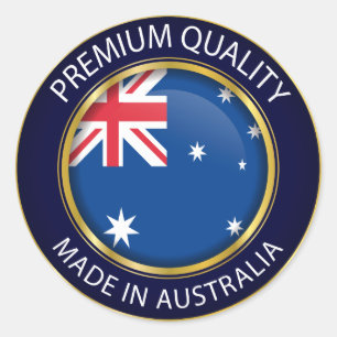 Pegatina Redonda Hecho en Australia Seal, bandera australiana