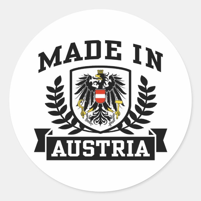 Pegatina Redonda Hecho en Austria (Anverso)