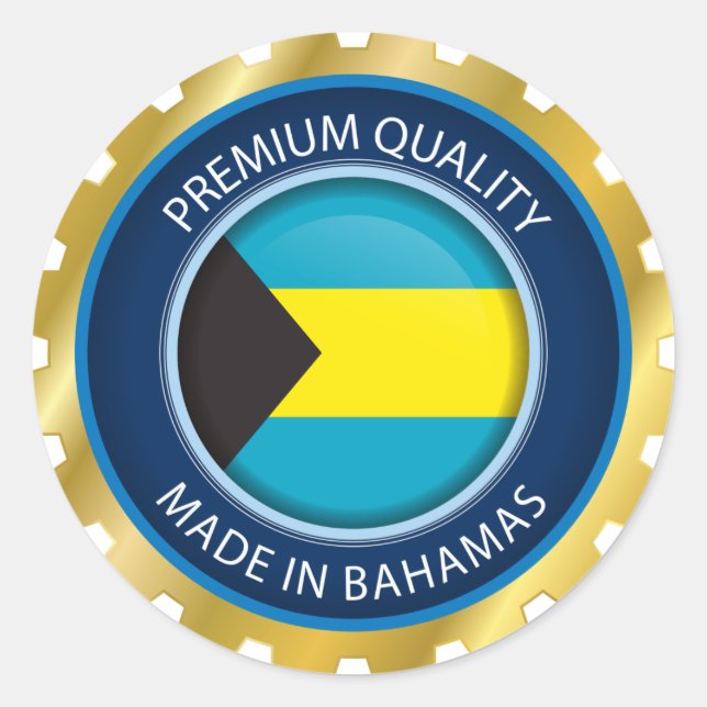 Pegatina Redonda Hecho en Bahamas Seal, Bandera de Bahamas (Anverso)